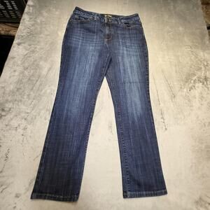 Lee Jeans Womens 14 Petite Blue Denim Straight Leg Mid Rise Secretly Shapes